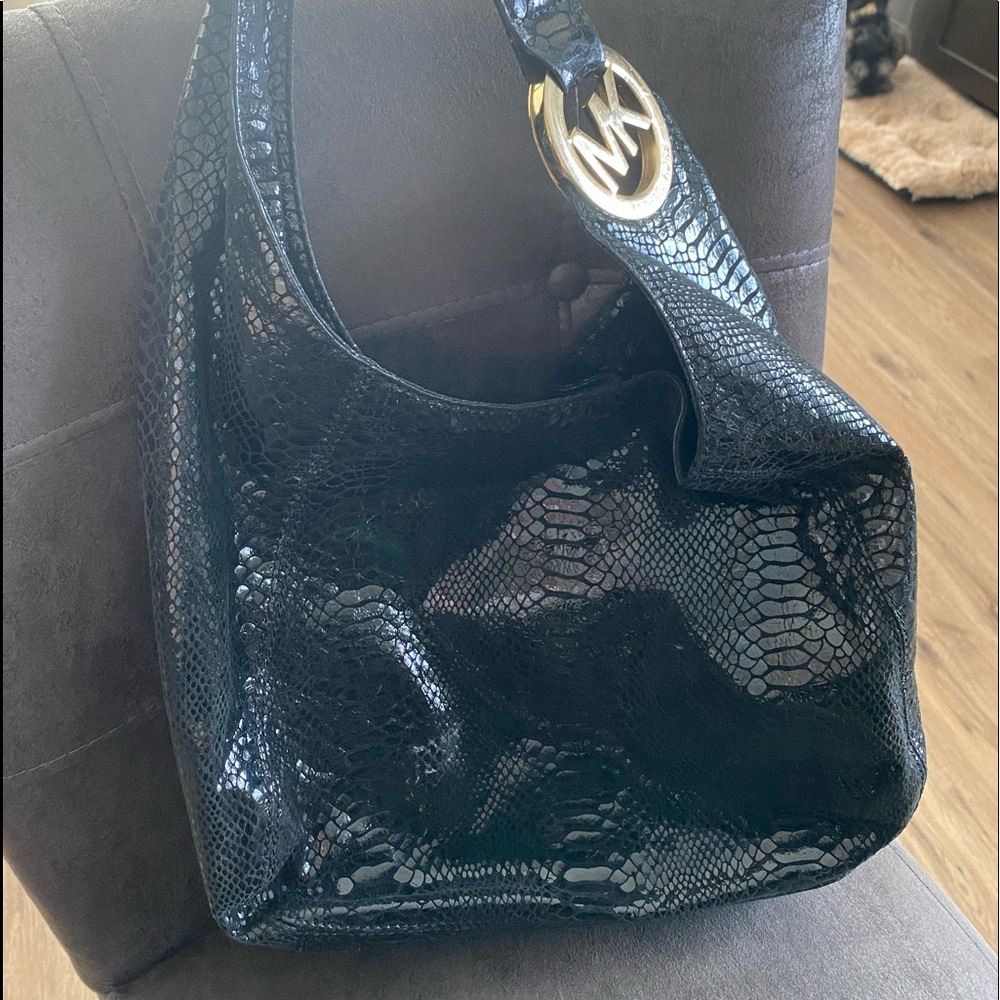 MICHAEL KORS Snakeskin embossed Fulton Hobo